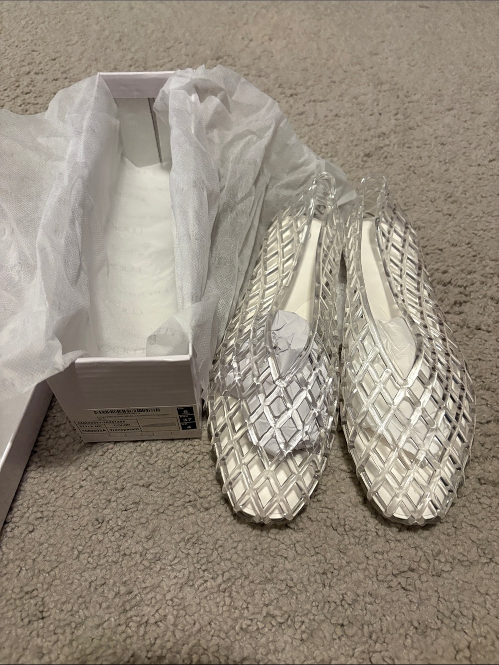 Women’s Clear Jelly Slingback Flats in Silver